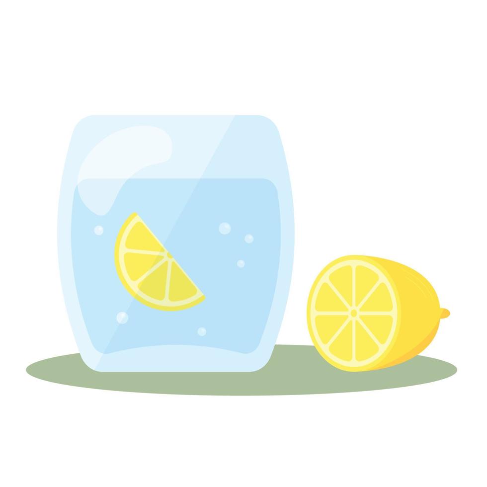 vaso de agua con limón. concepto saludable. ilustración vectorial. vector