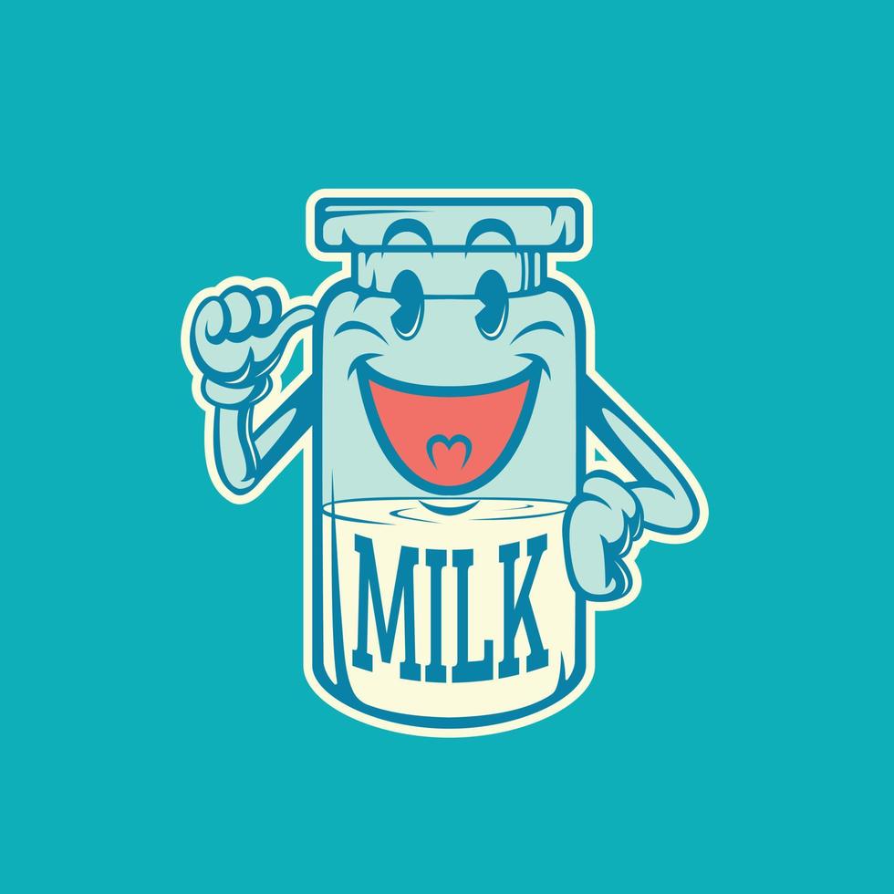 Happy milk of bottle mascot vector