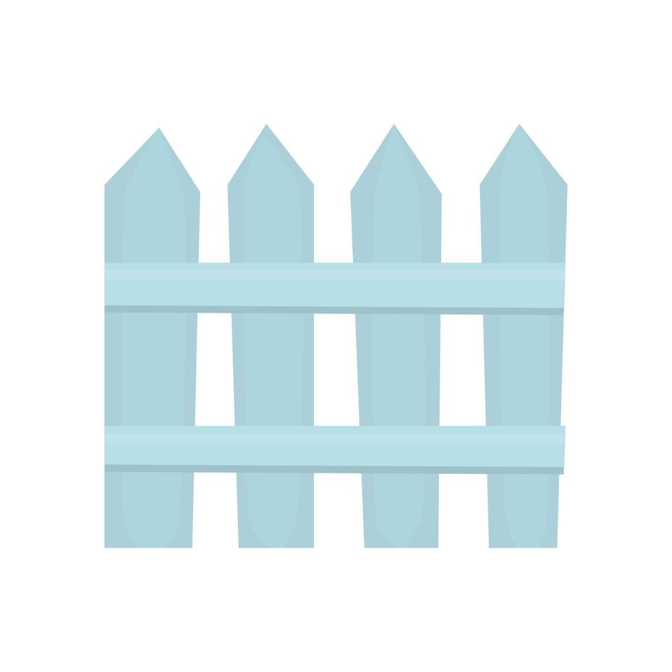 Wooden blue picket fence Vector flat illustration
