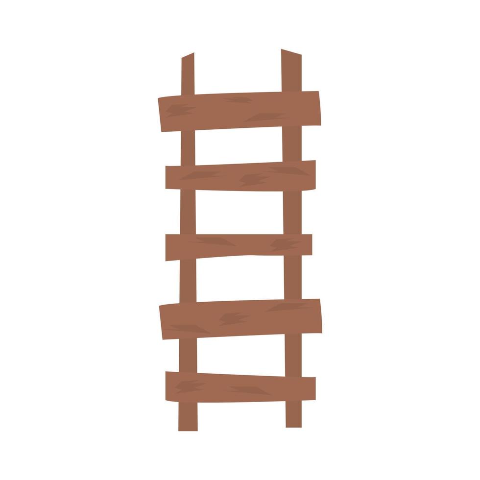 Wooden brown stair flat vector illustration