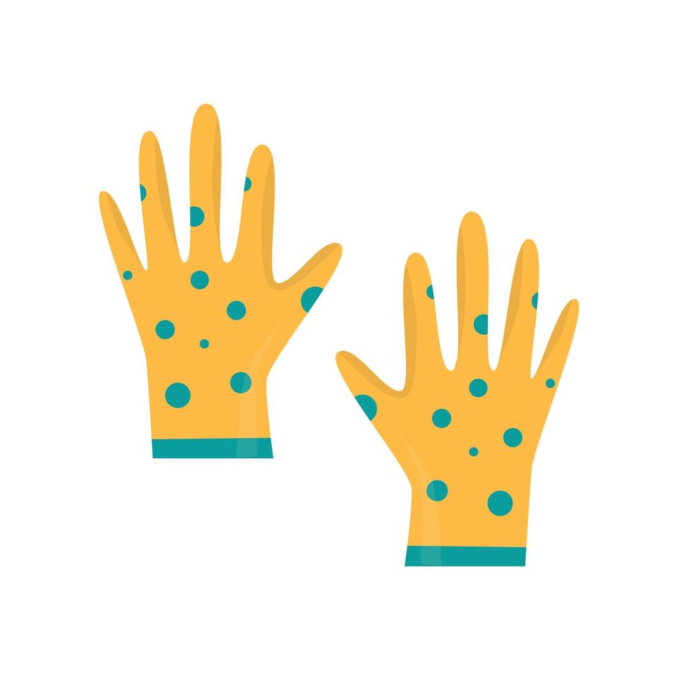 Yellow Rubber Gloveswith polka dot Vector flat illustration