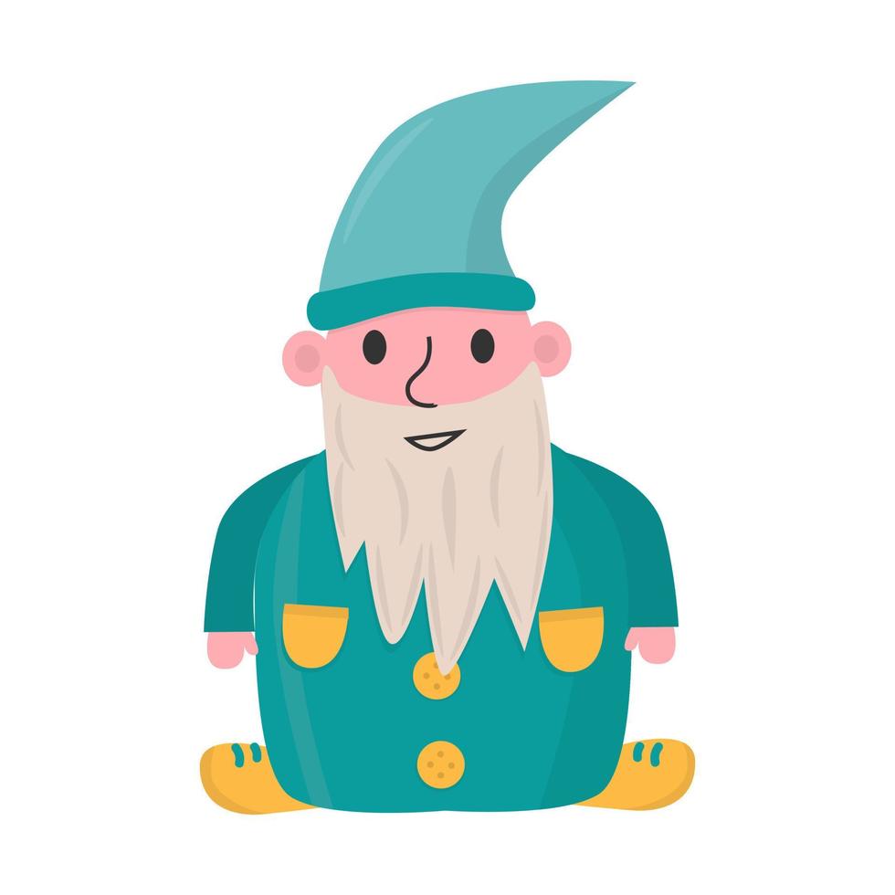 Cute garden gnome decoration Flat vector illustration