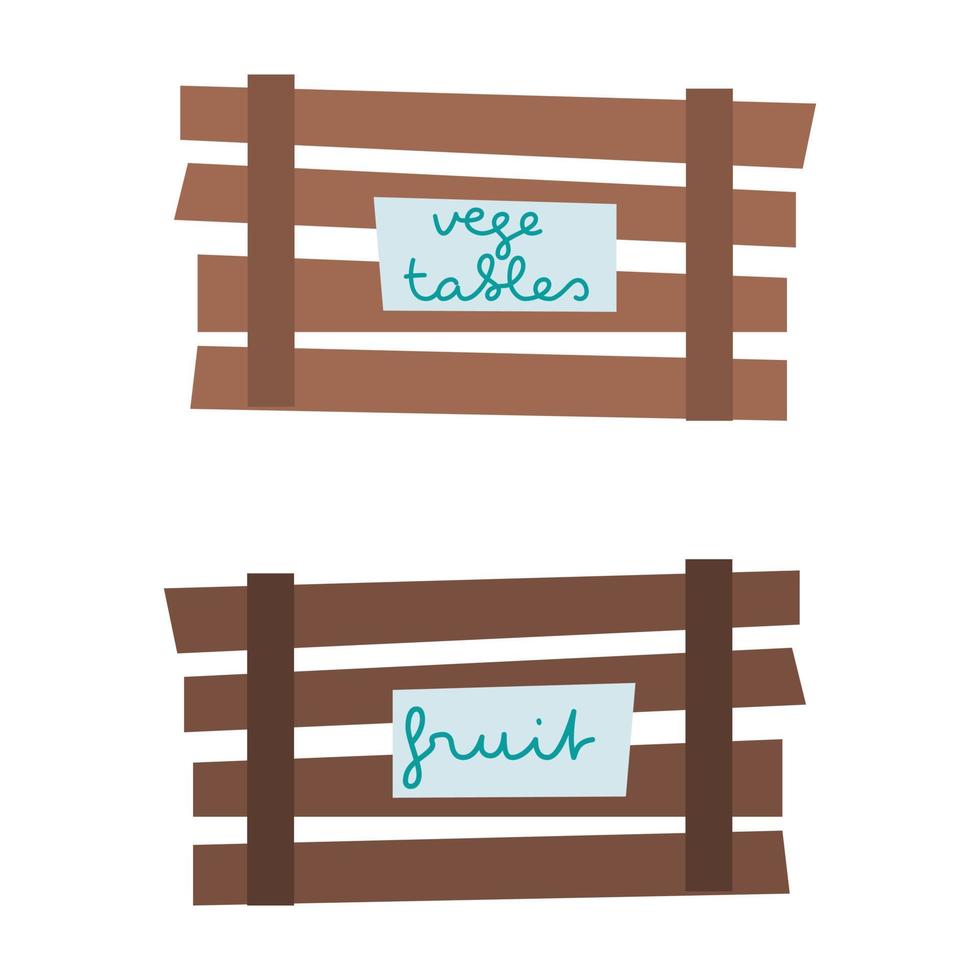 Empty wooden crate for fruits and vegetables keeping Flat vector box illustration