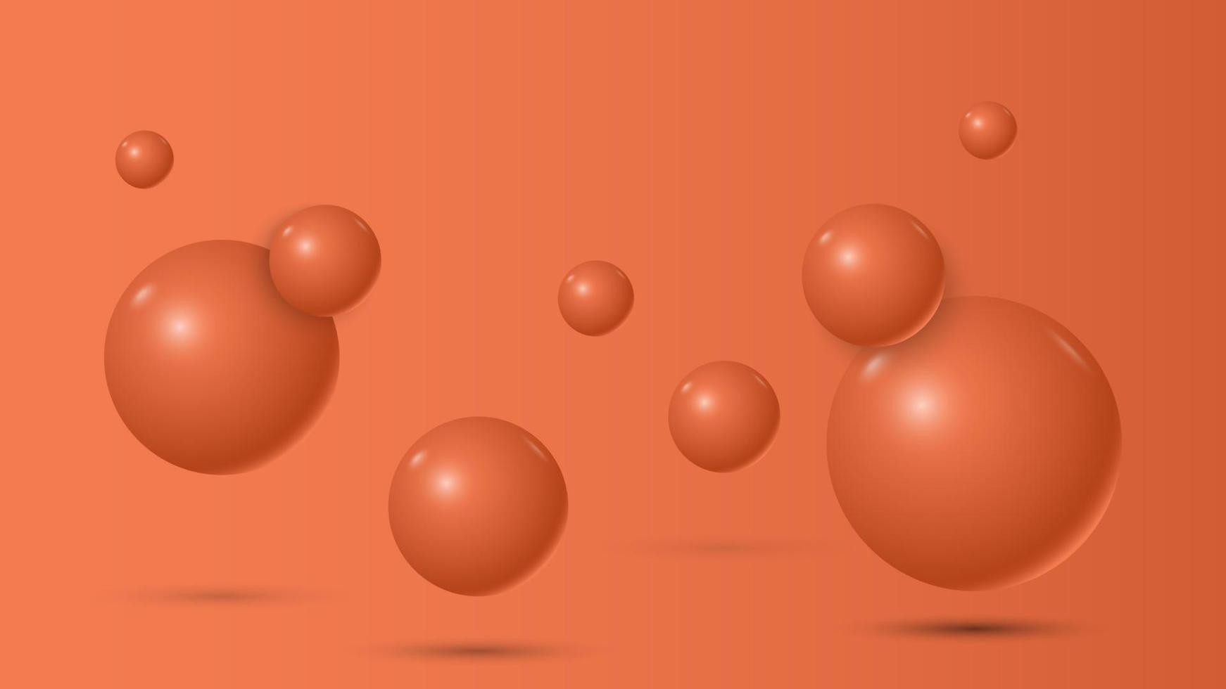 Fondo abstracto de esferas naranja 3d, ilustración vectorial vector