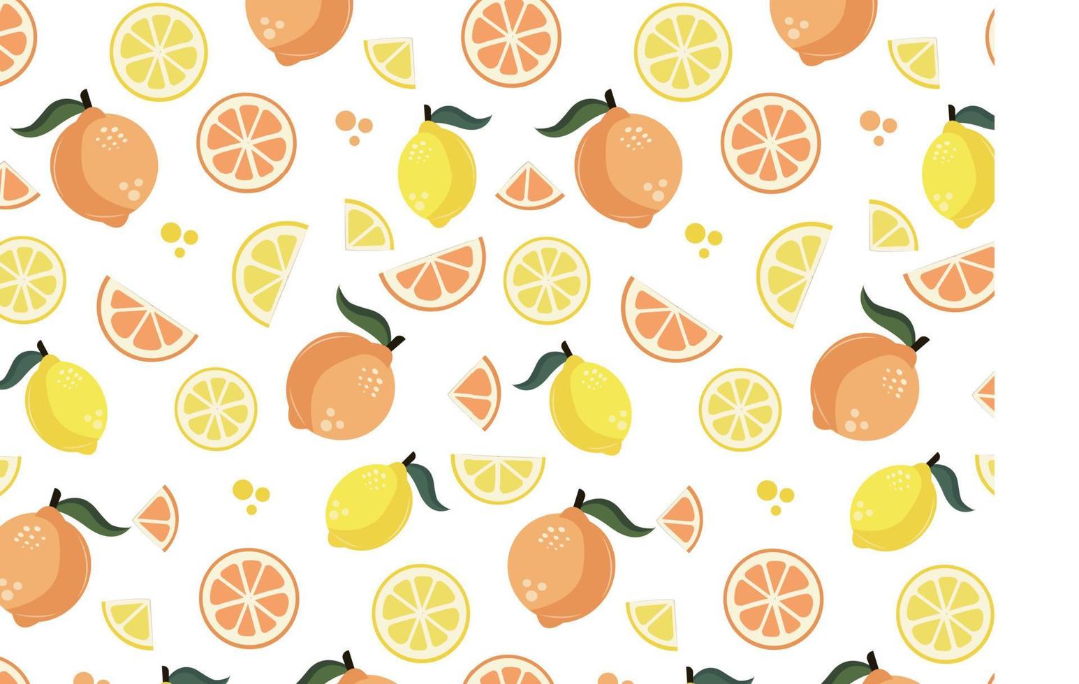 fresh summer lemon orange fruit seamless pattern background vector