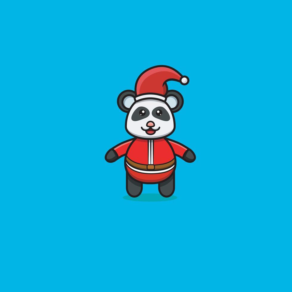 Cute Baby Panda With Santa Clause Costume. Character, Logo, Icon And Inspiration Design. vector