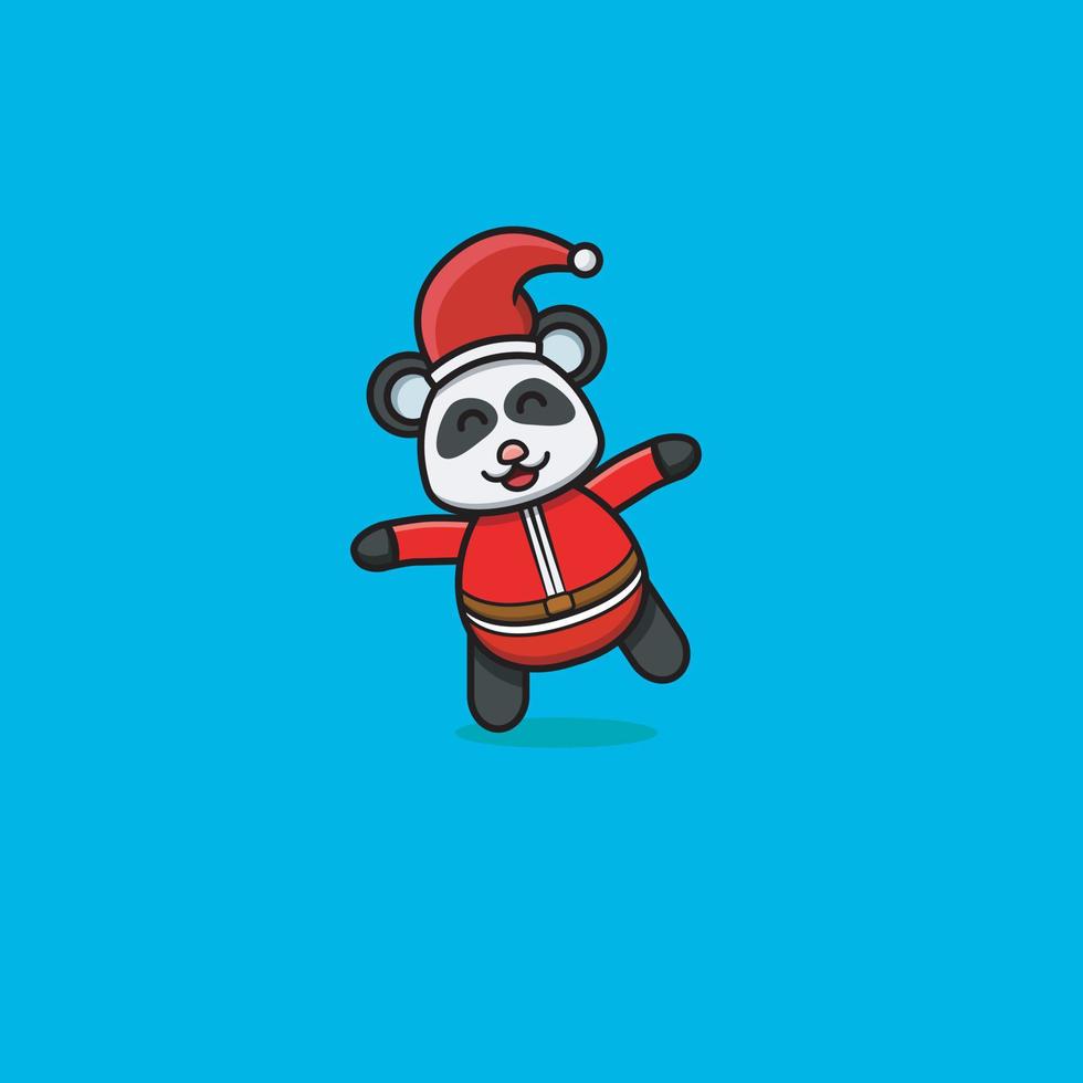 lindo bebé panda con traje de santa y expresión divertida. diseño de personajes, logotipos, iconos e inspiración. vector