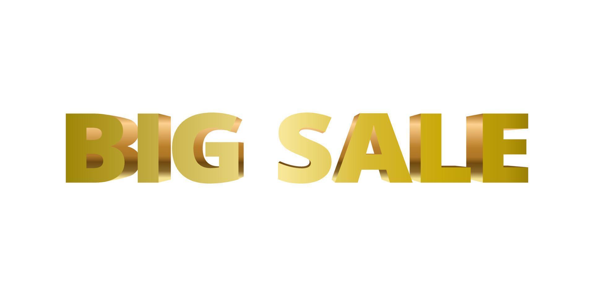 Golden Big sale 2.5D text vector. Use for discount sale promotion banner, website, poster, etc vector