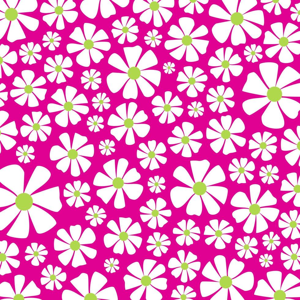 bastante, rosa, margarita, floral, país, patrón vector