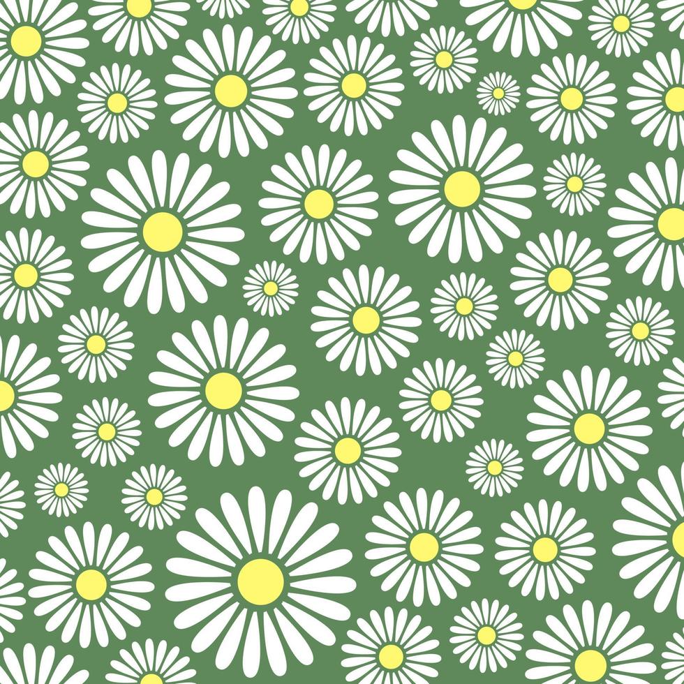 Green Meadow Daisy Floral Country Pattern vector