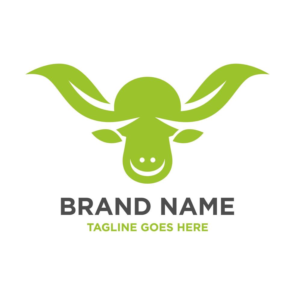 cow head leaf logo vector