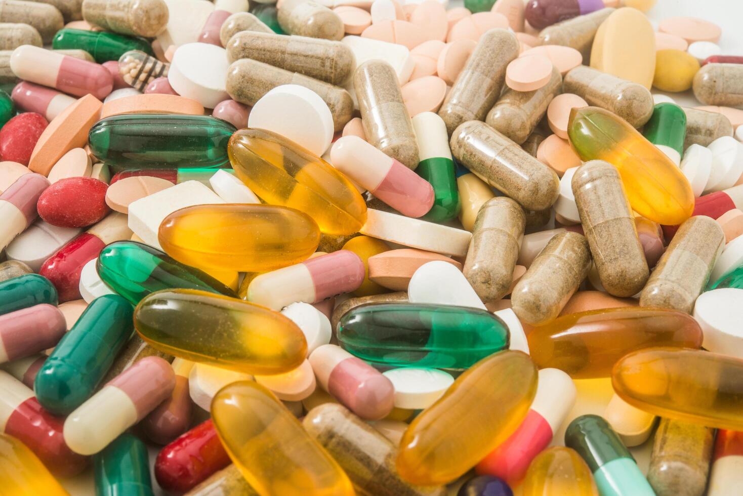 Healthy and medical pills, pharmacy pills photo