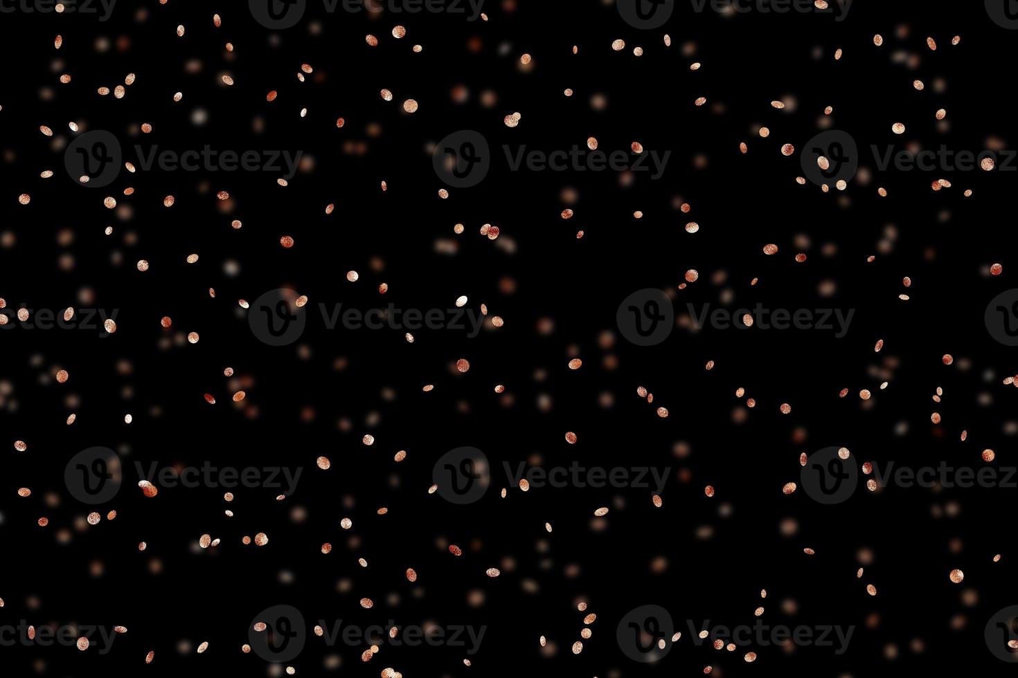 Efecto de luz con estilo abstracto de brillo naranja sobre un fondo negro y destellos de partículas de polvo mágicas brillantes sobre negro foto
