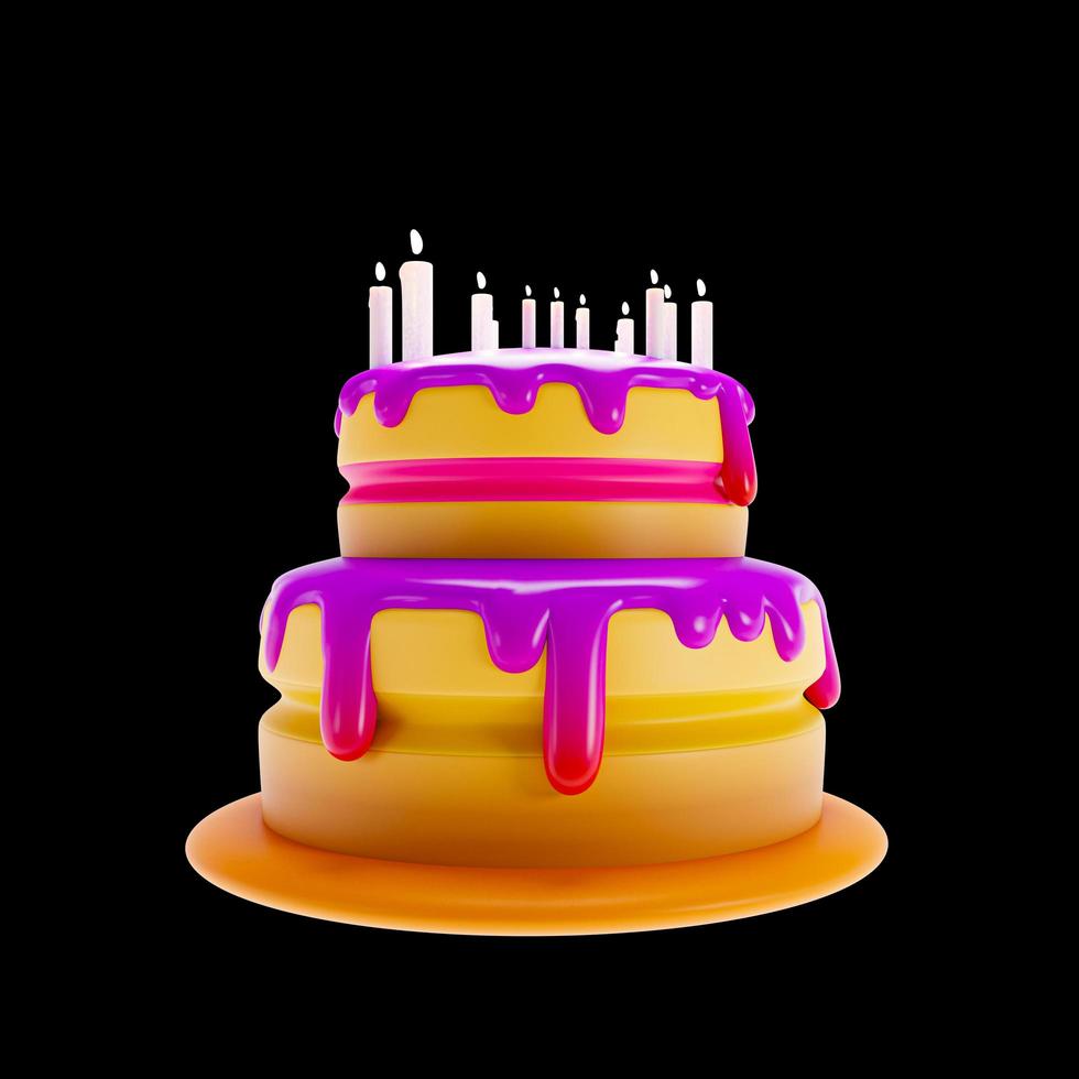 Colorful birthday cake with candles photo