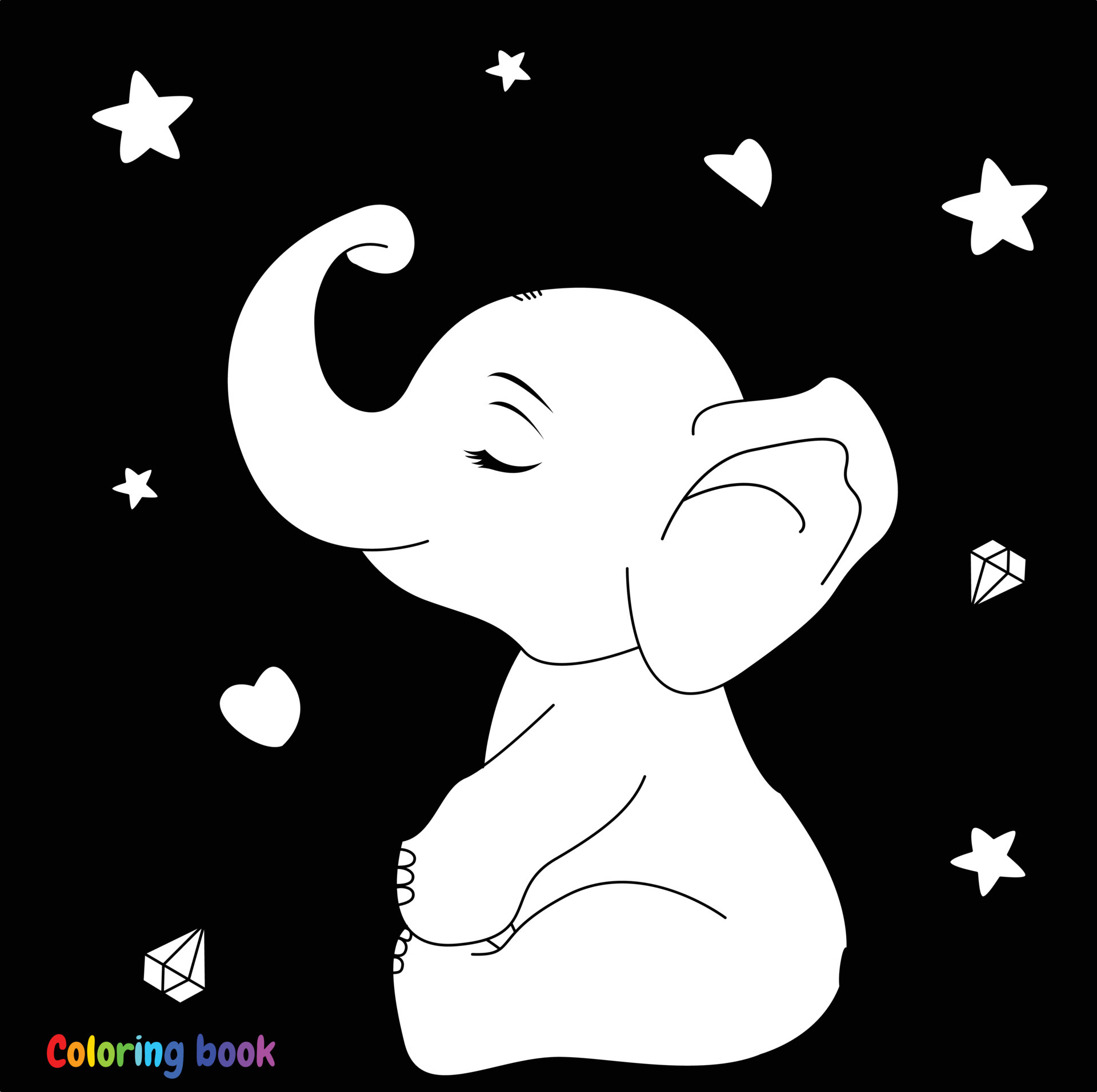 cute cartoon sit elephant. Black and white vector illustration for coloring  book 4770718 Vector Art at Vecteezy
