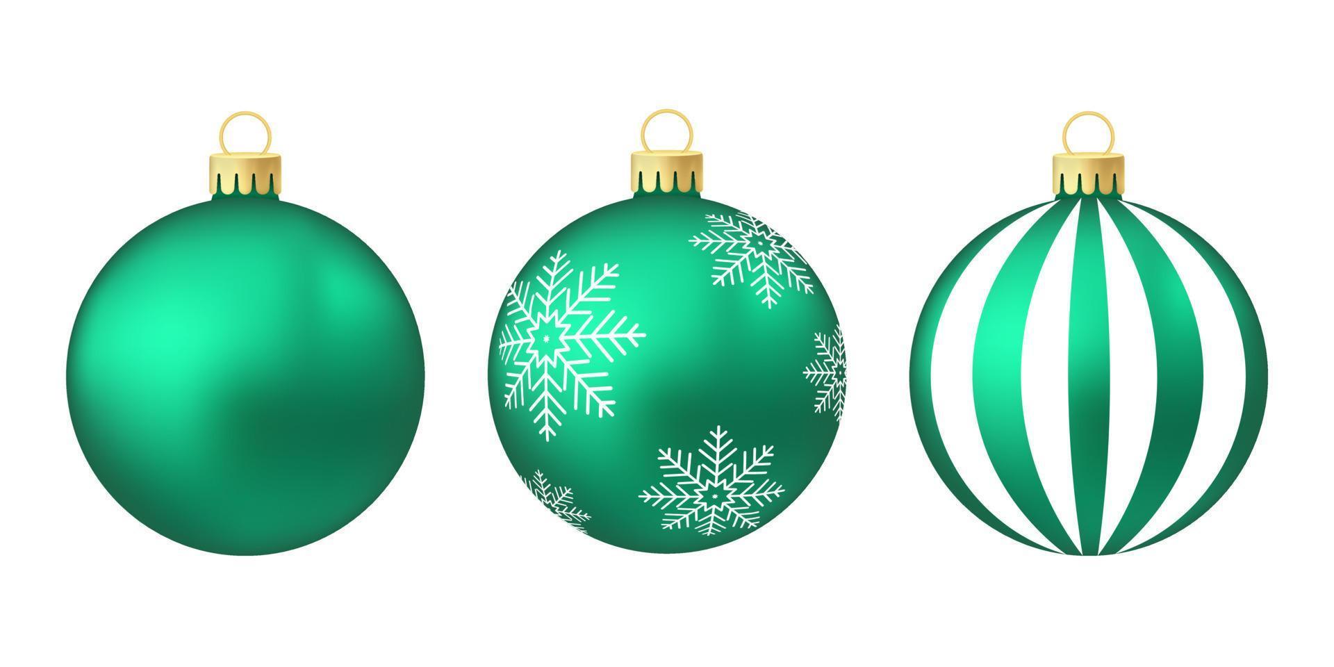 árbol de navidad de mentol verde juguete o bola volumétrica y realista ilustración en color vector