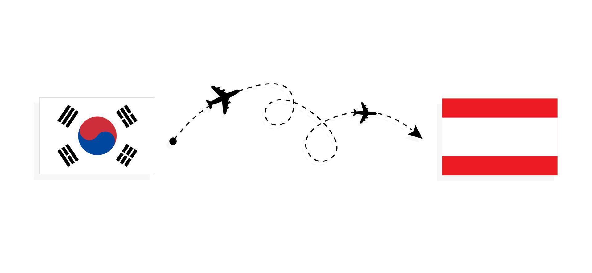 Vuelo y viaje desde Corea del Sur al Líbano en concepto de viaje en avión de pasajeros vector