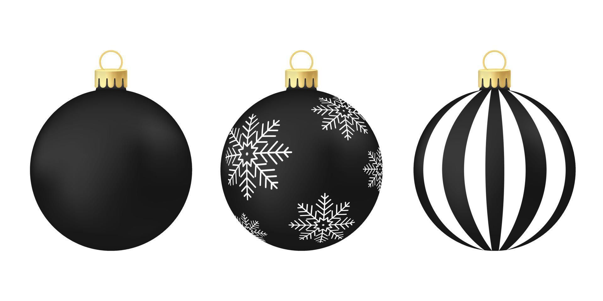 Black Christmas tree toy or ball Volumetric and realistic color illustration vector