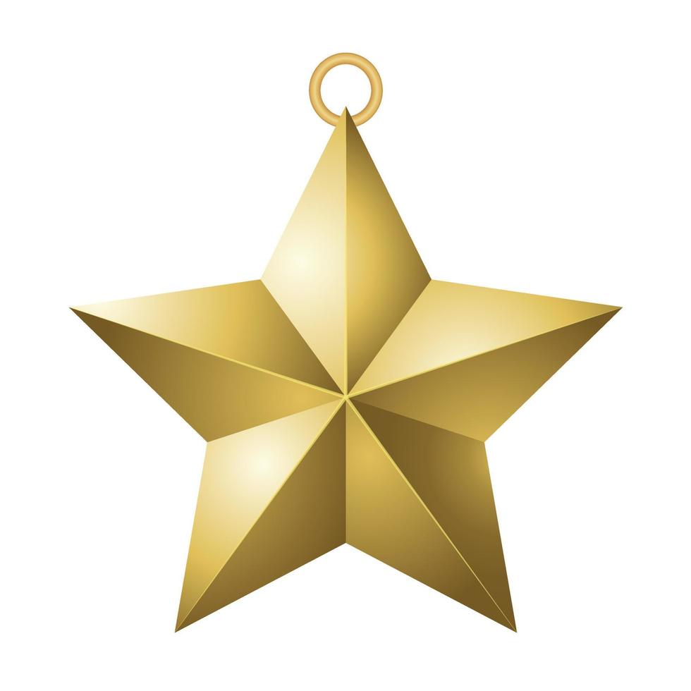 ilustración de juguete de árbol de navidad de estrella de color dorado vector