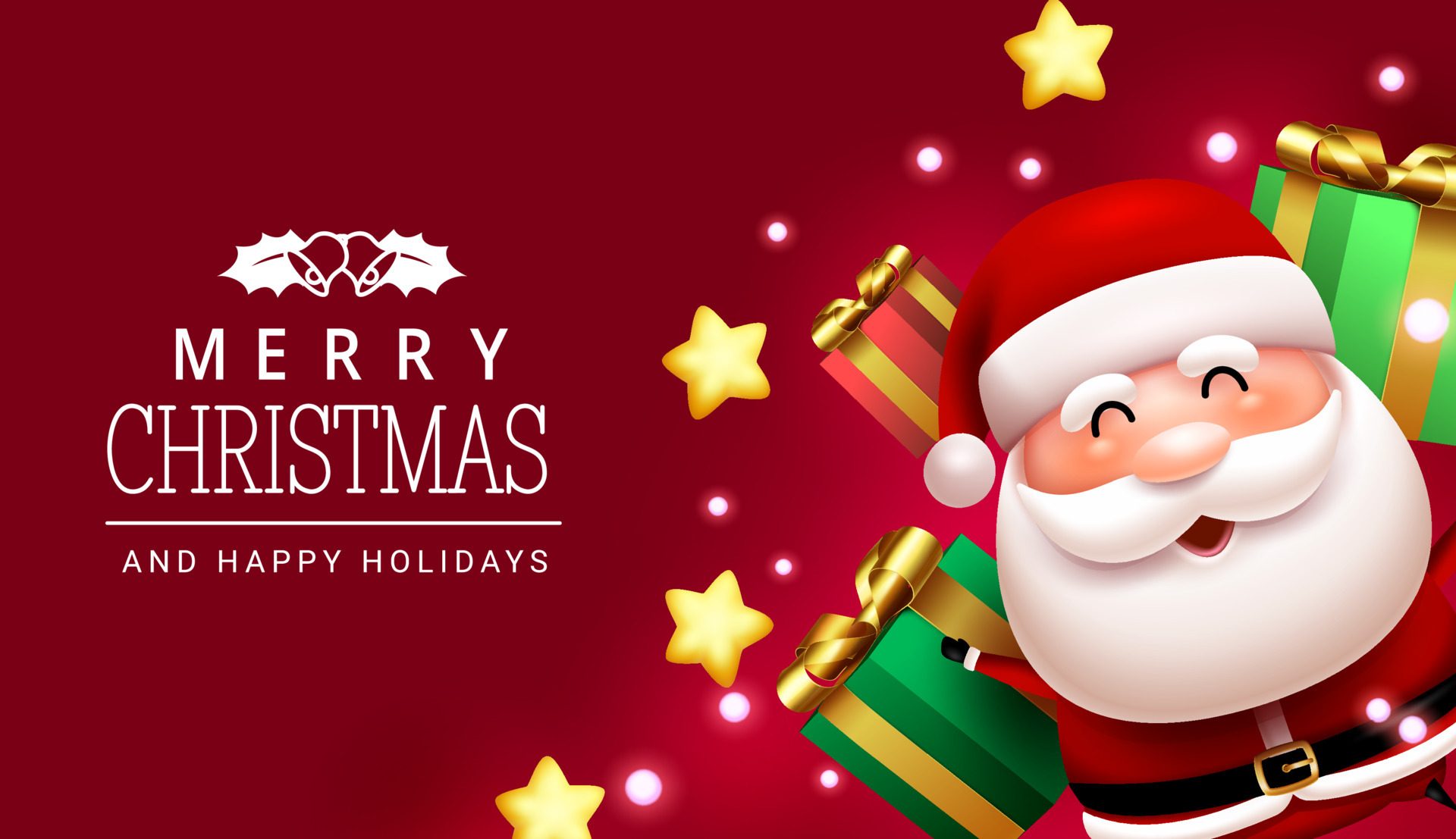 Christmas santa vector background design. Merry christmas text in red space  with santa claus character and xmas gifts elements for happy holiday  greeting. Vector illustration. 4771521 Vector Art at Vecteezy