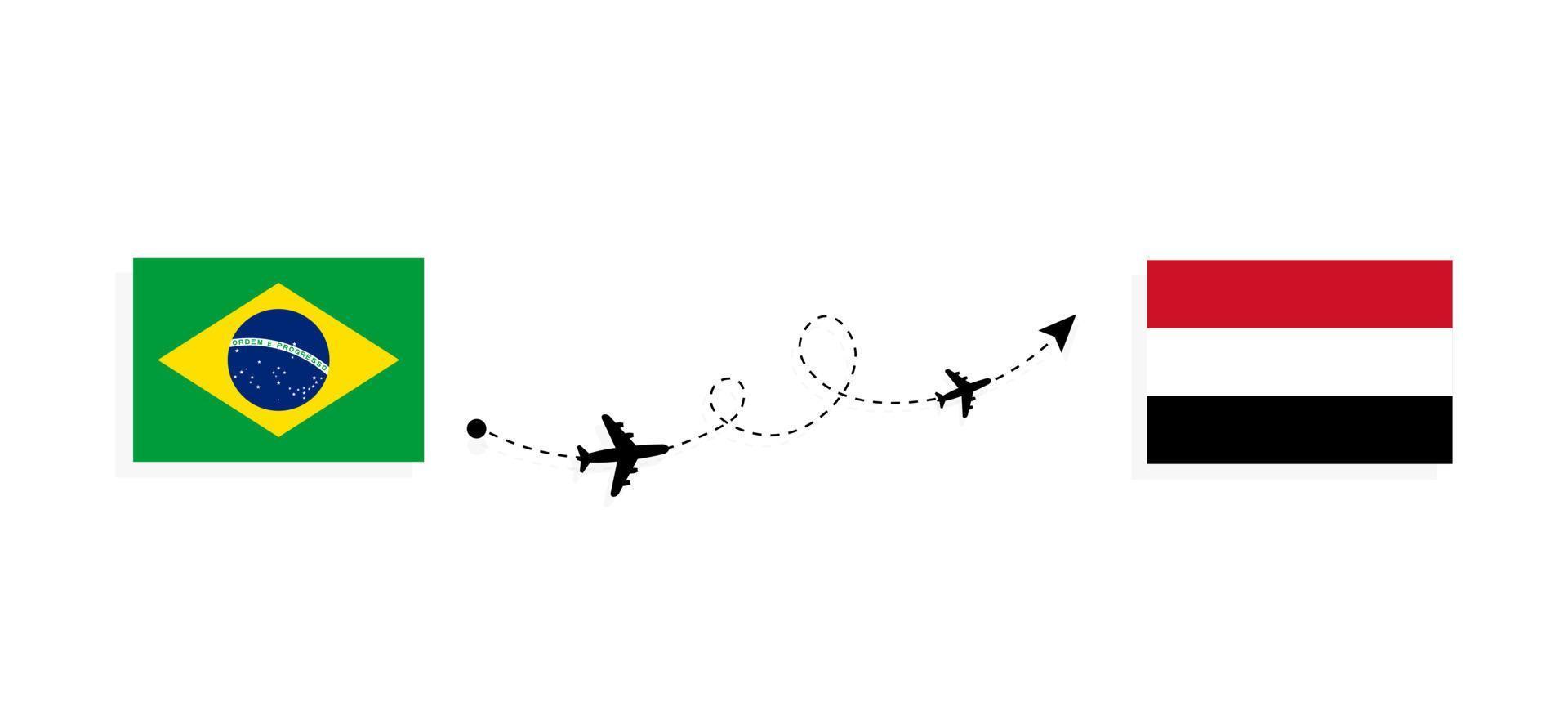 vuelo y viaje desde brasil a egipto en avión de pasajeros concepto de viaje vector