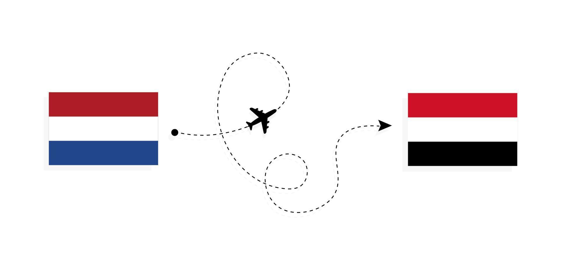 vuelo y viaje desde países bajos a egipto en avión de pasajeros concepto de viaje vector