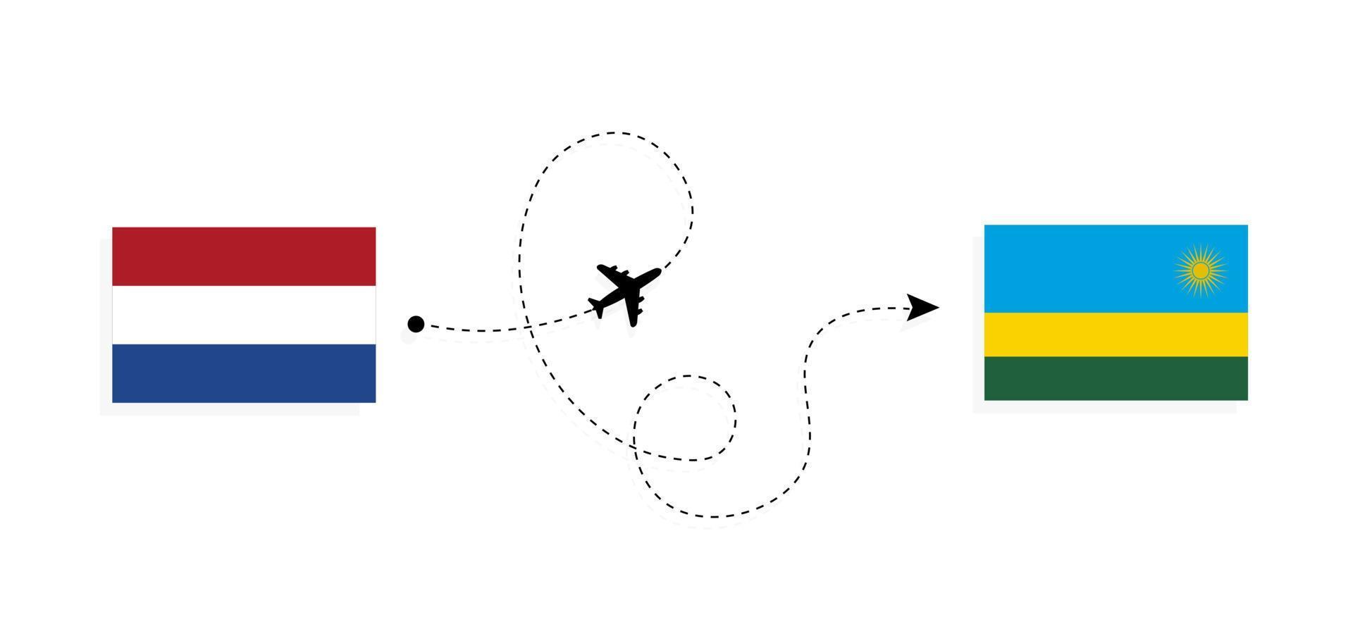 Flight and travel from Netherlands to Rwanda by passenger airplane Travel concept vector