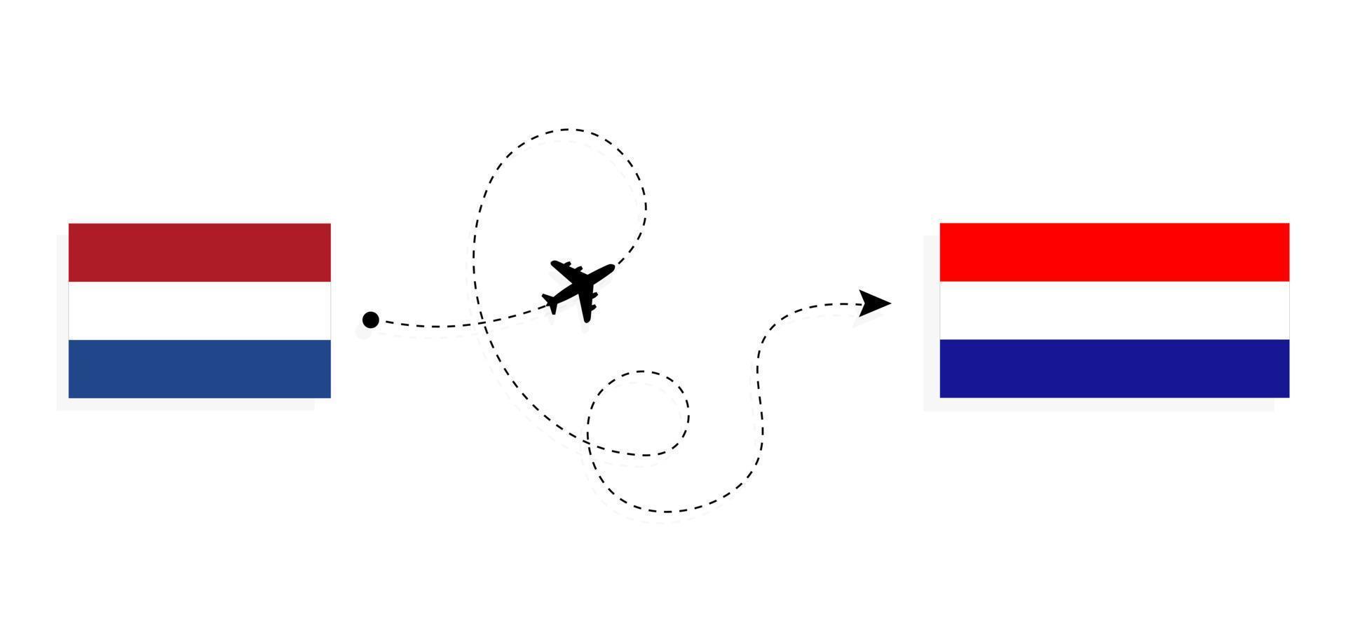 vuelo y viaje desde países bajos a croacia en avión de pasajeros concepto de viaje vector