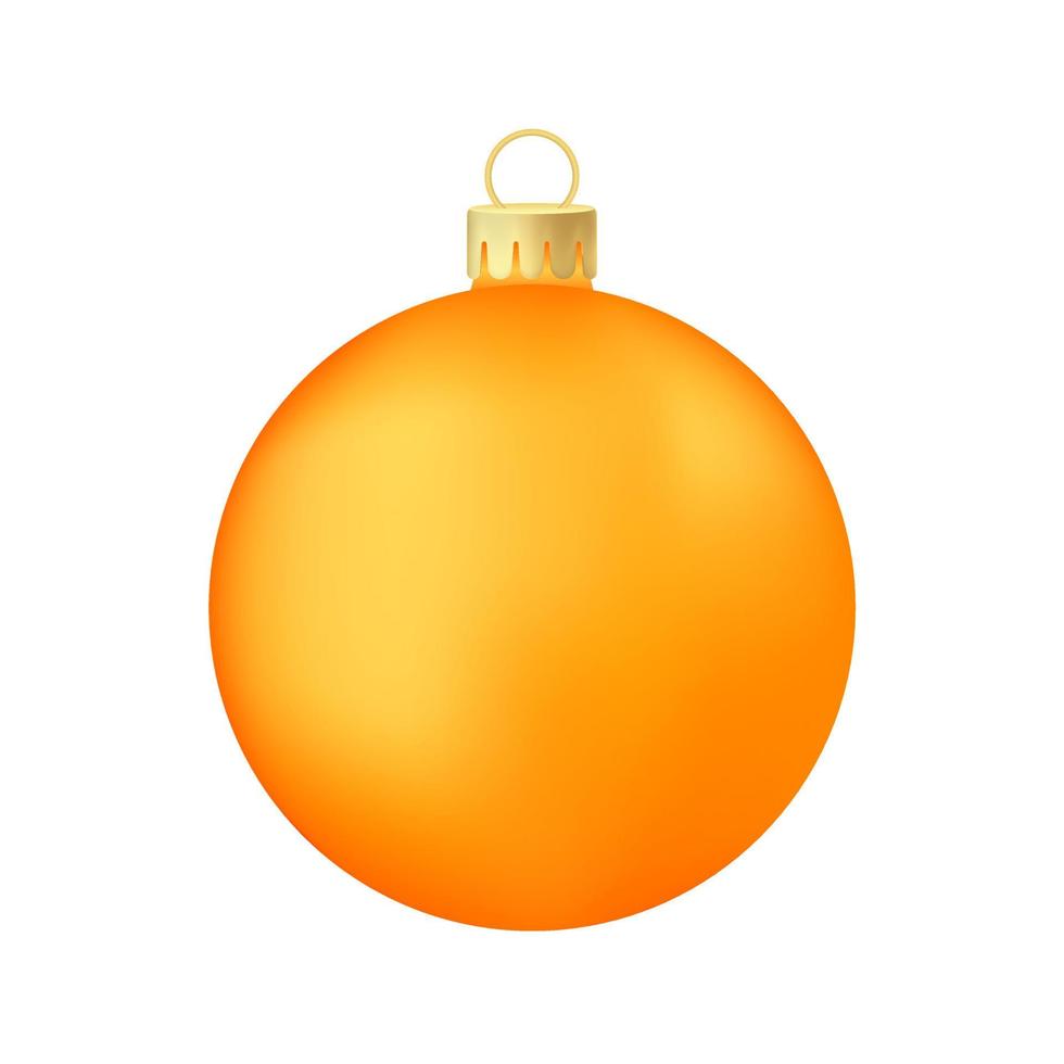 Juguete de árbol de Navidad naranja o bola, ilustración volumétrica y en color realista vector