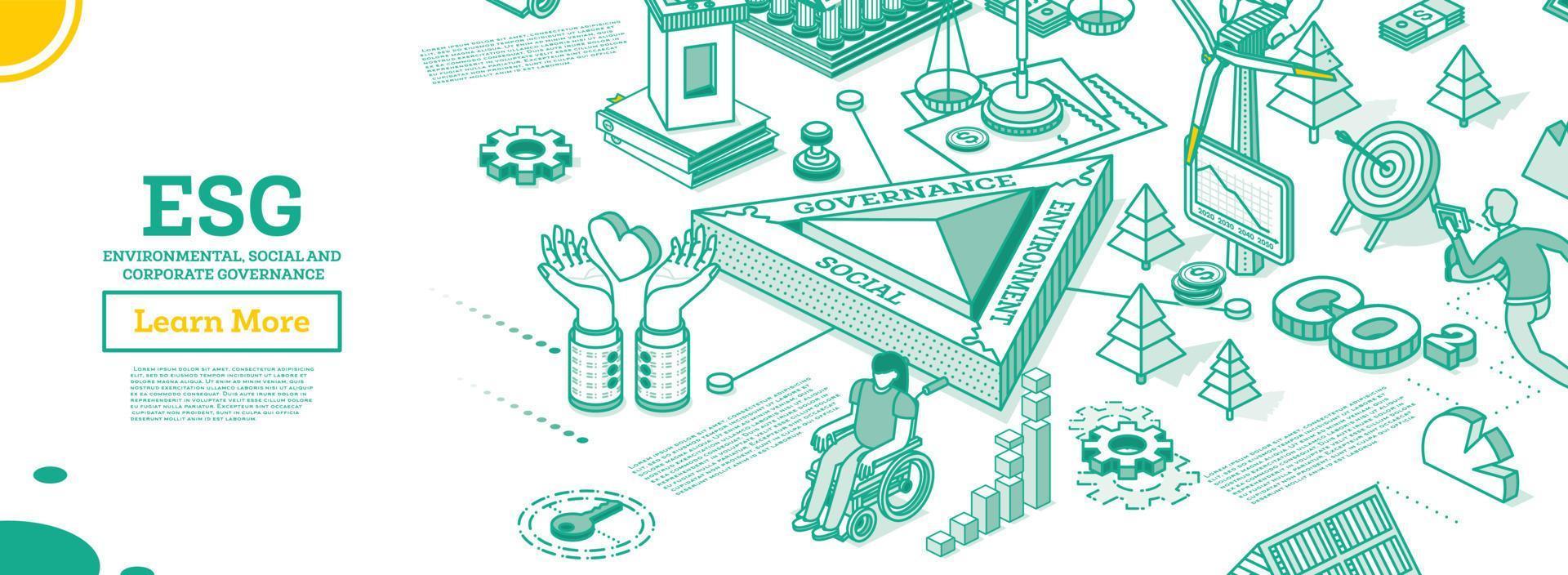 ESG Concept of Environmental, Social and Governance. CO2. Carbon Emissions Reduction. vector