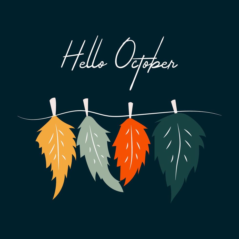 Background leaf hello october vector