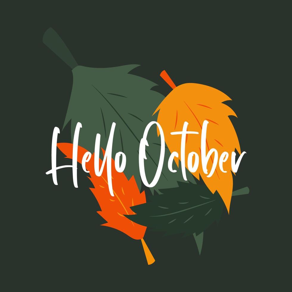 Background green leaf hello october vector