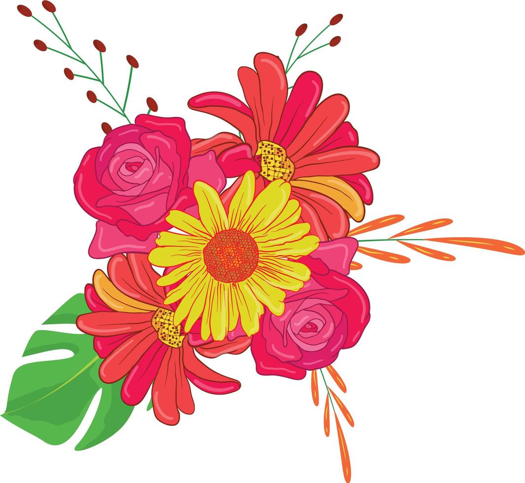 arreglo floral ilustrado de flores vector