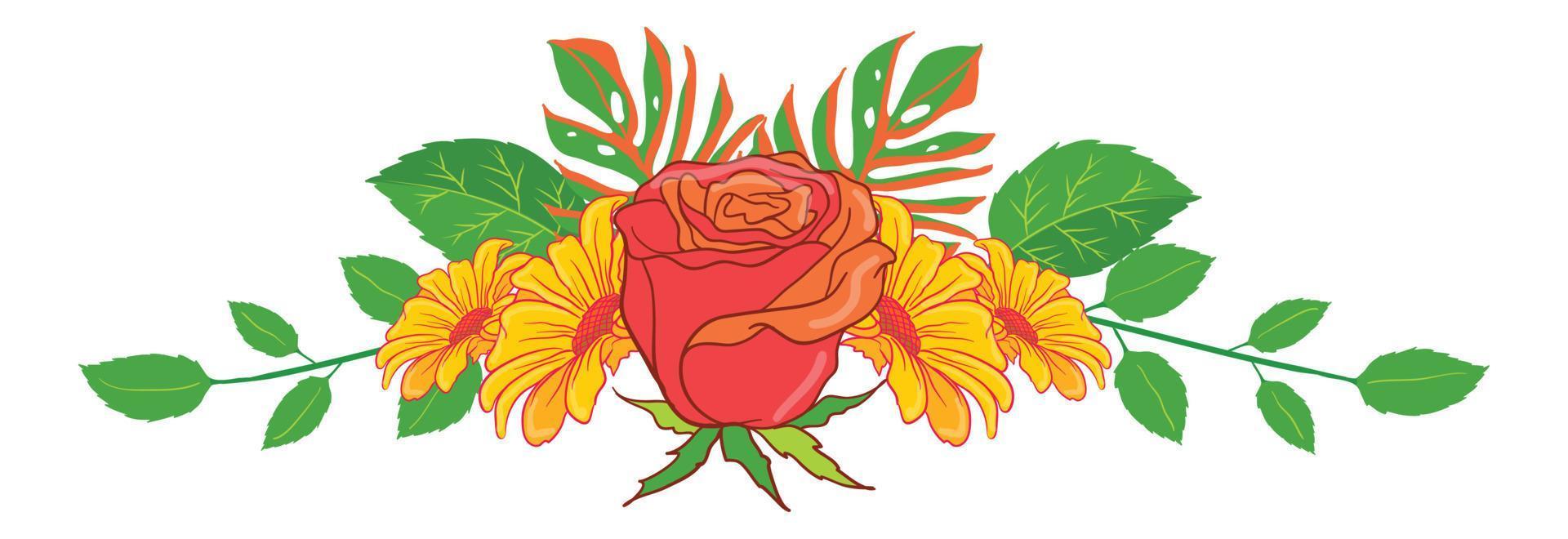 arreglo floral ilustrado de flores vector