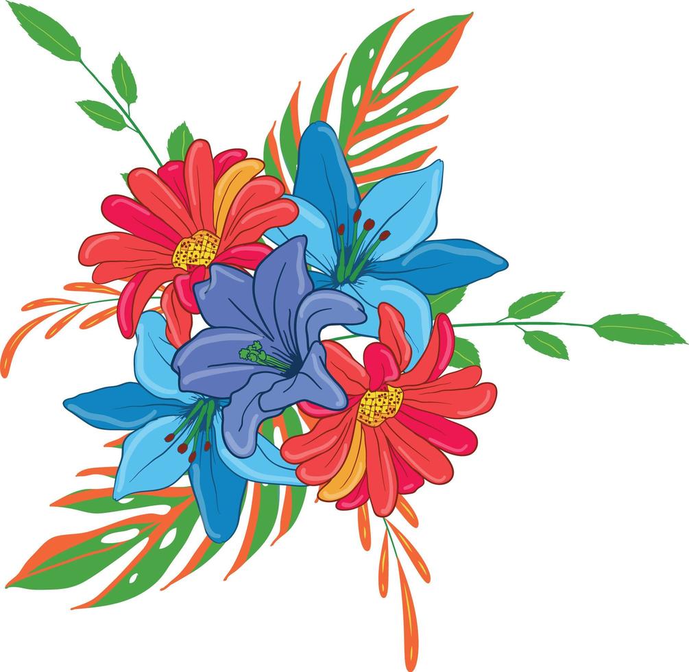 arreglo floral ilustrado de flores vector