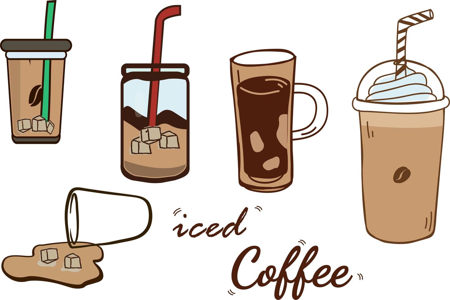 conjunto de ilustración de icono de café vector