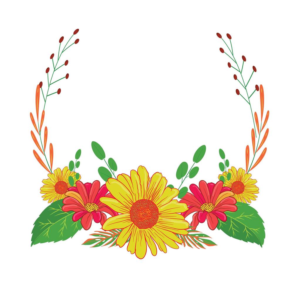 arreglo floral ilustrado de flores vector