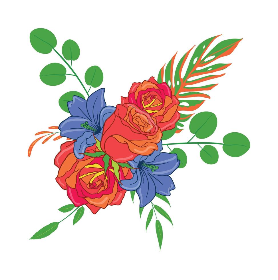 arreglo floral ilustrado de flores vector