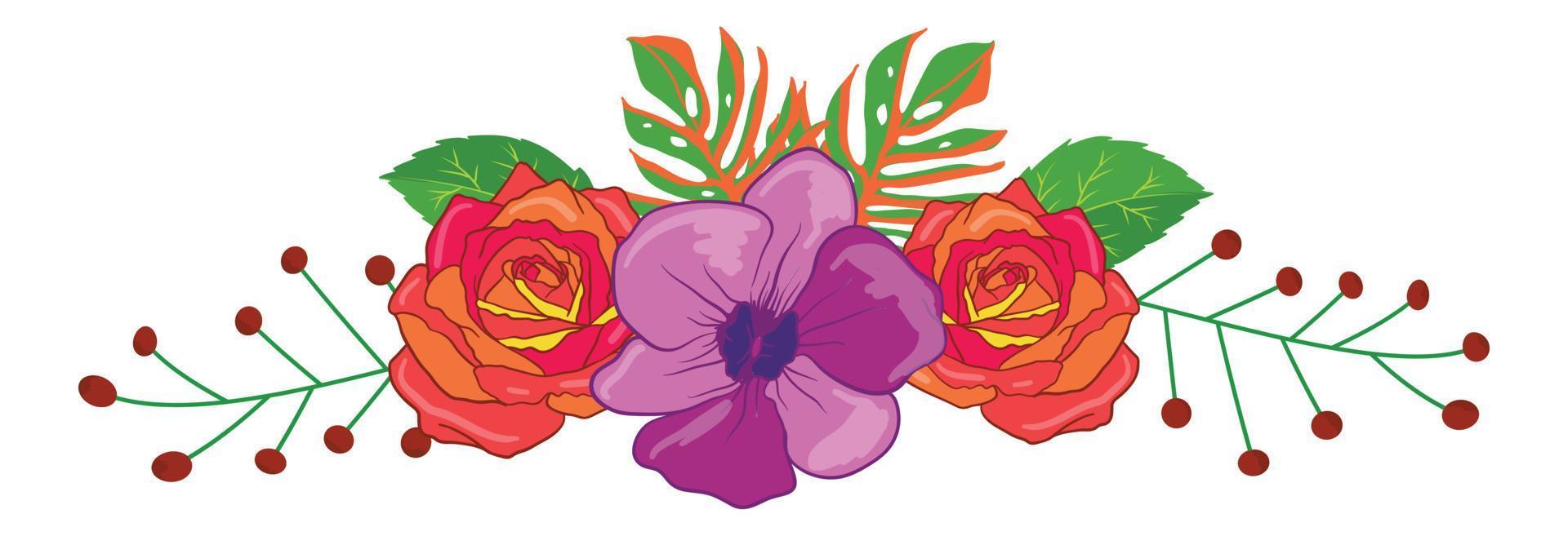 arreglo floral ilustrado de flores vector