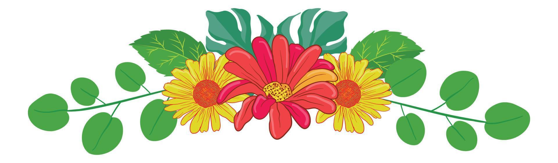 arreglo floral ilustrado de flores vector