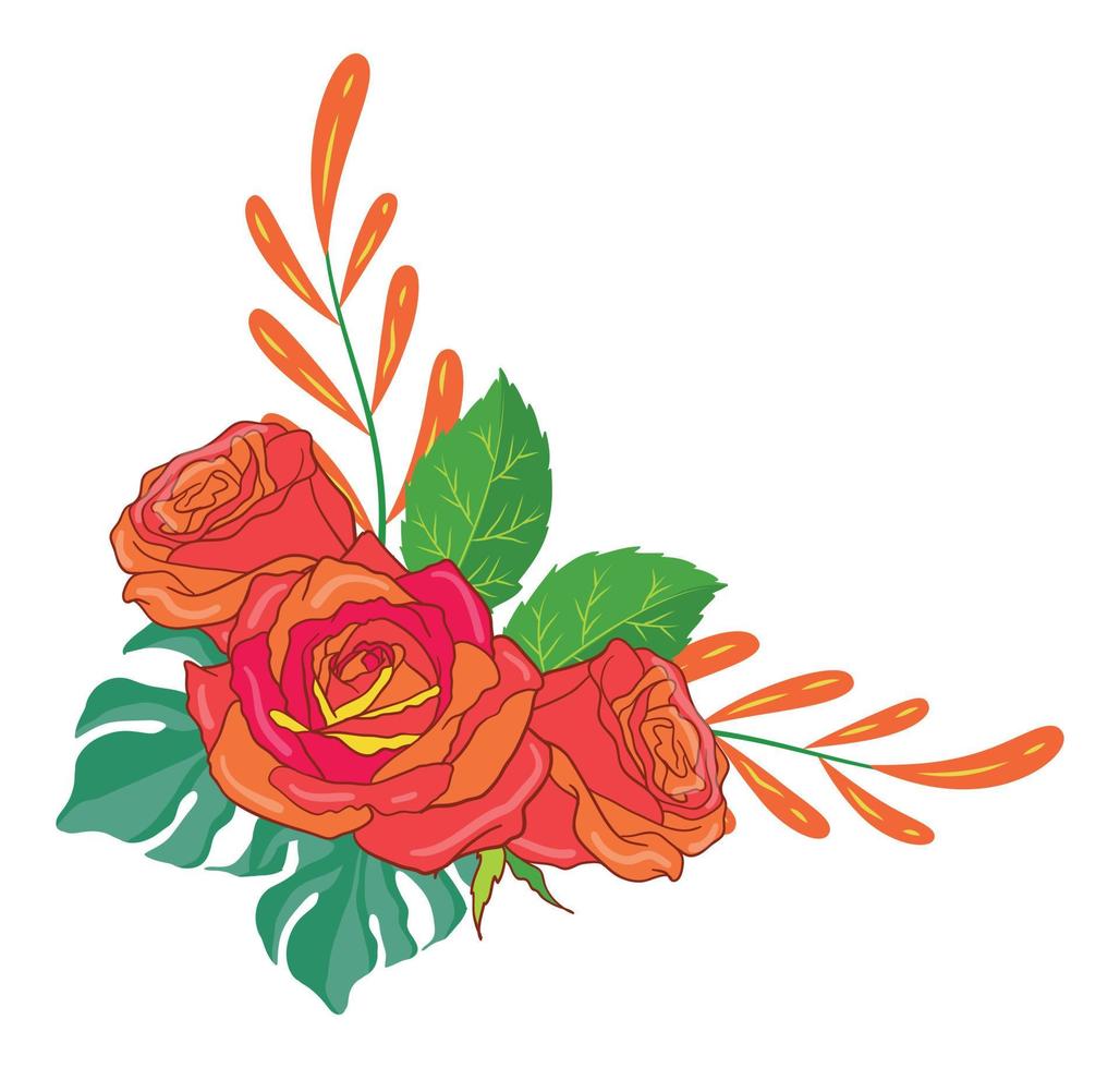 arreglo floral ilustrado de flores vector