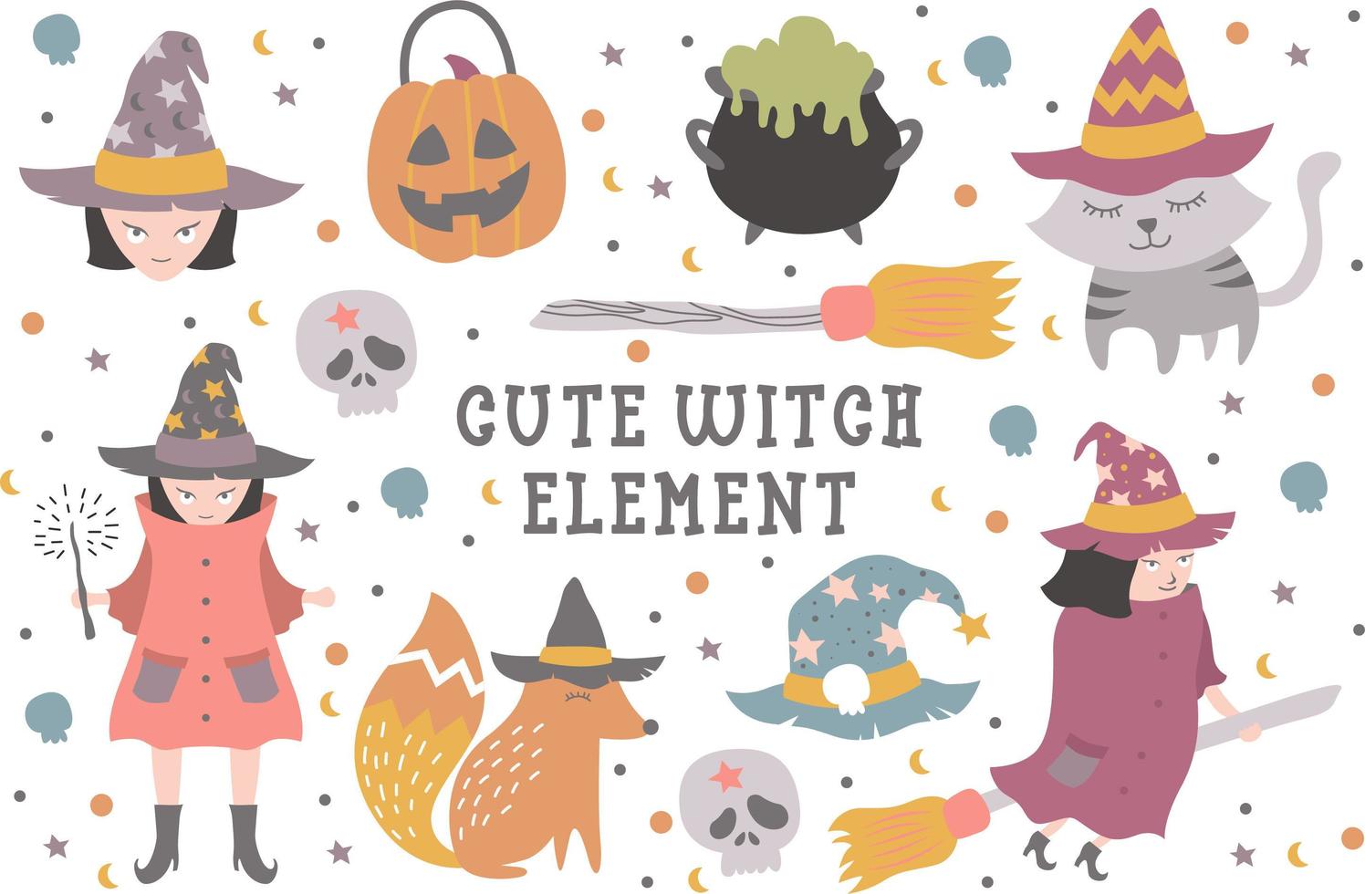 Cute Witch Vector Set