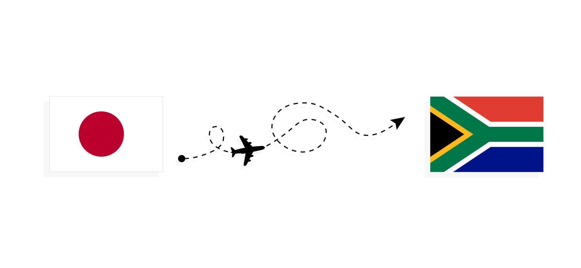 Flight and travel from Japan to South Africa by passenger airplane Travel concept vector