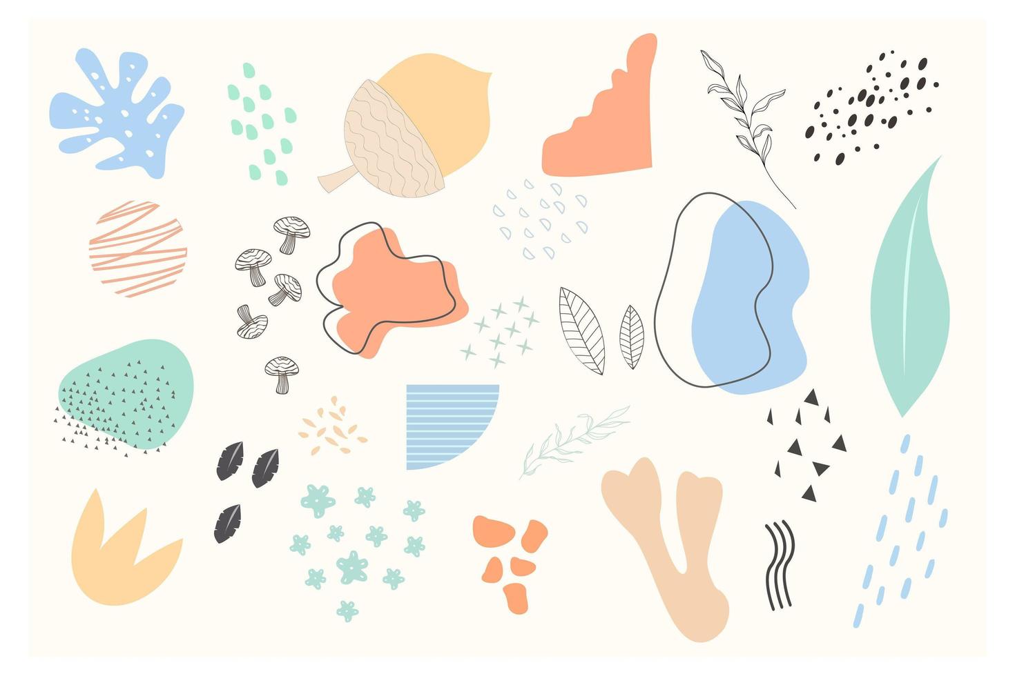 Boho Vintage Retro Bauhaus Brutalism Element Design Set vector