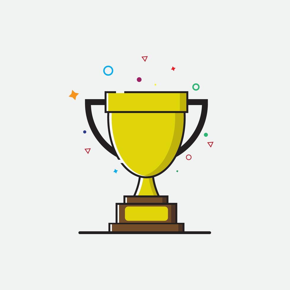 Gold trophy icon in flat style. vector illustration