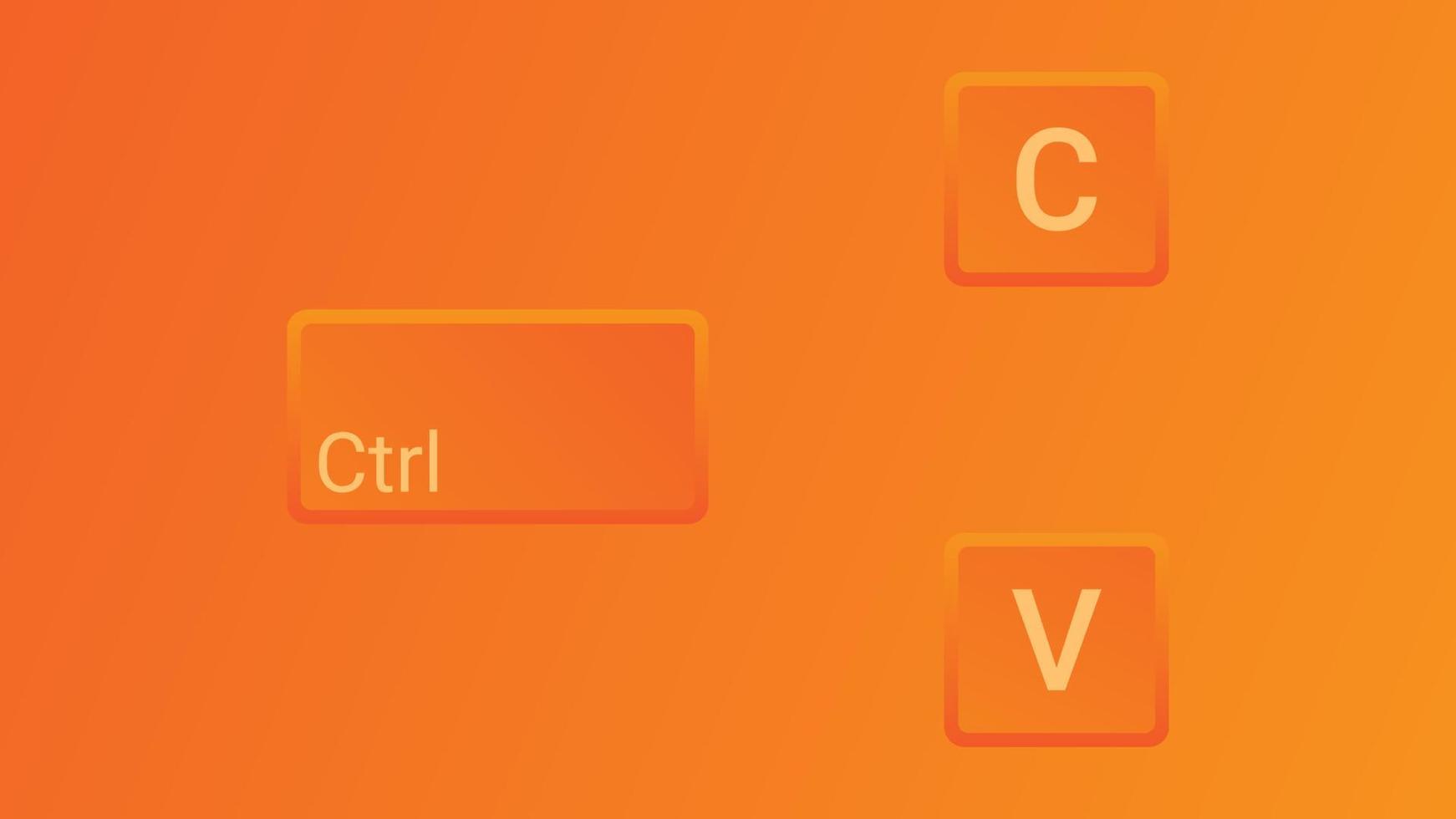 teclas del teclado ctrl cy ctrl v, copia y pega los atajos de teclas. icono de computadora sobre fondo naranja vector