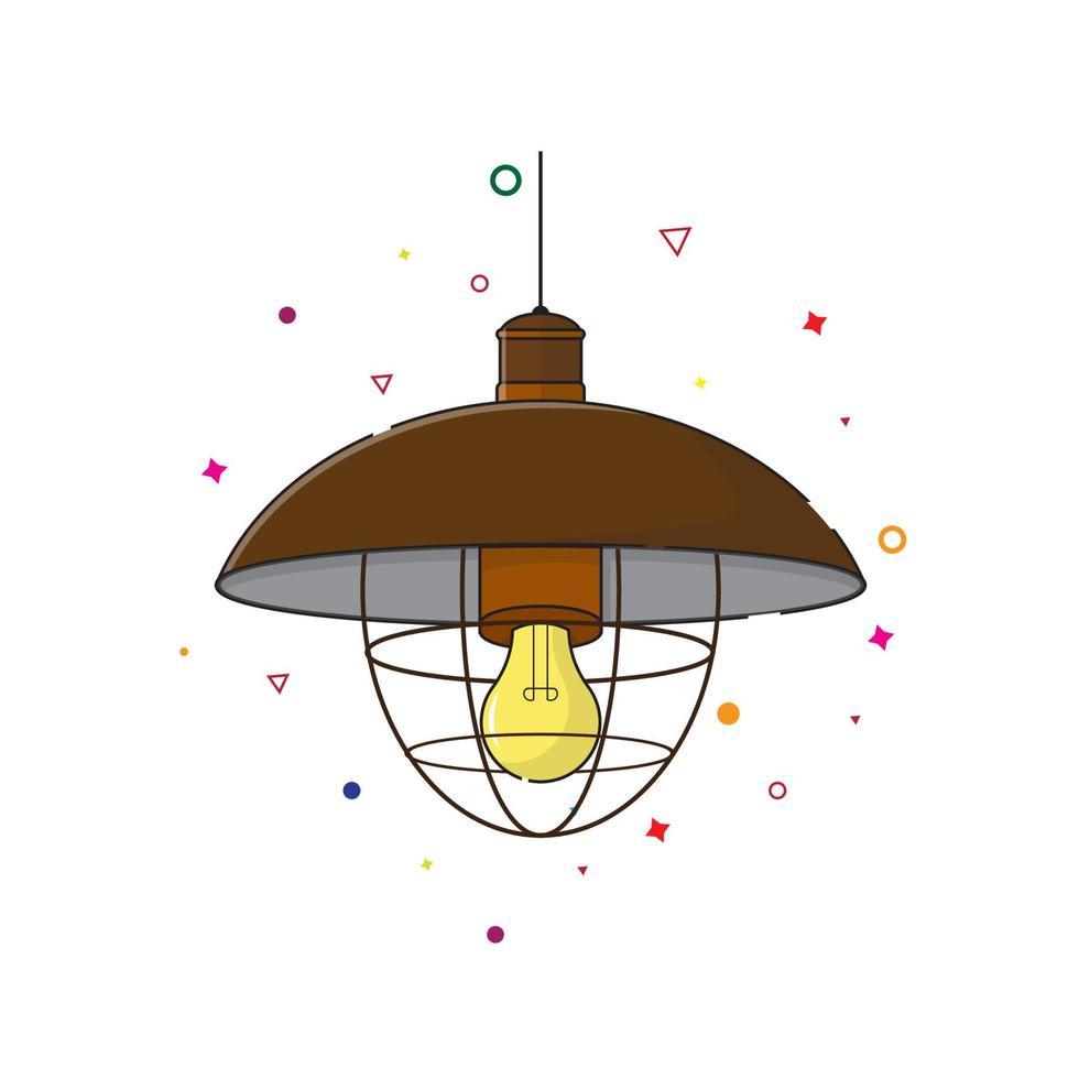 Hanging lamp icon in flat style. vector illustration