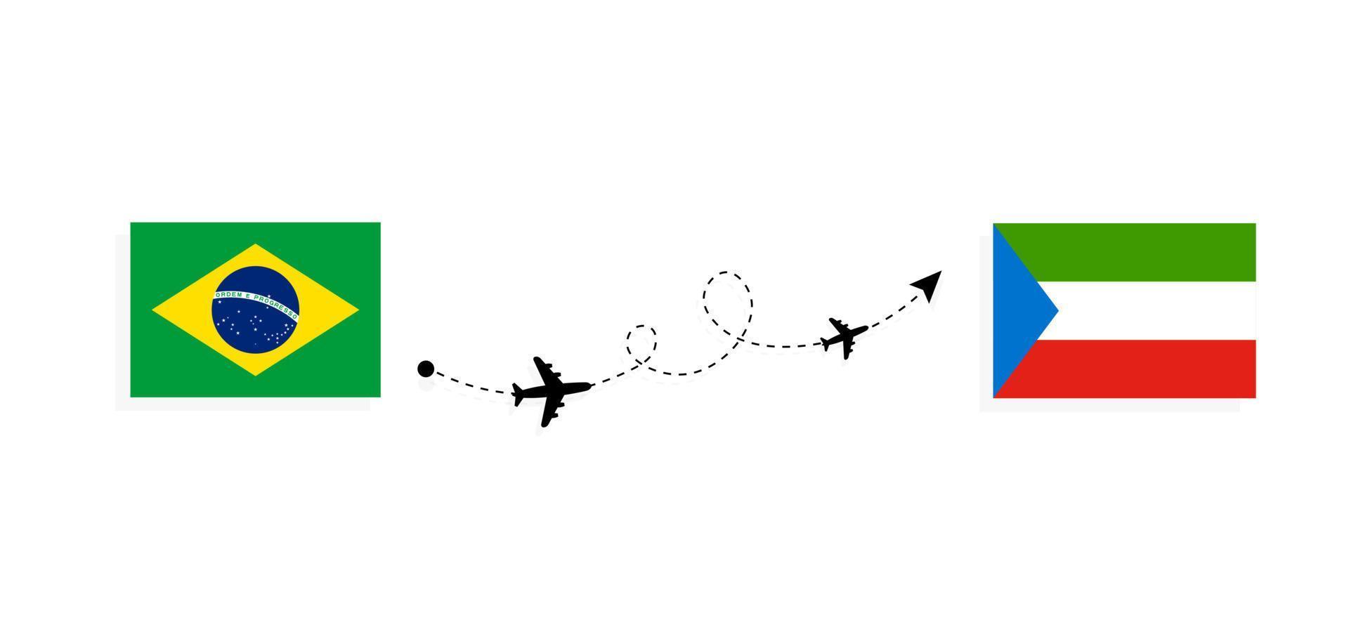 Vuelo y viaje desde Brasil a Guinea Ecuatorial por concepto de viaje en avión de pasajeros vector