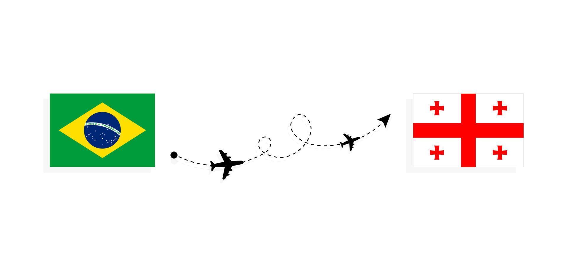 vuelo y viaje desde brasil a georgia en avión de pasajeros concepto de viaje vector