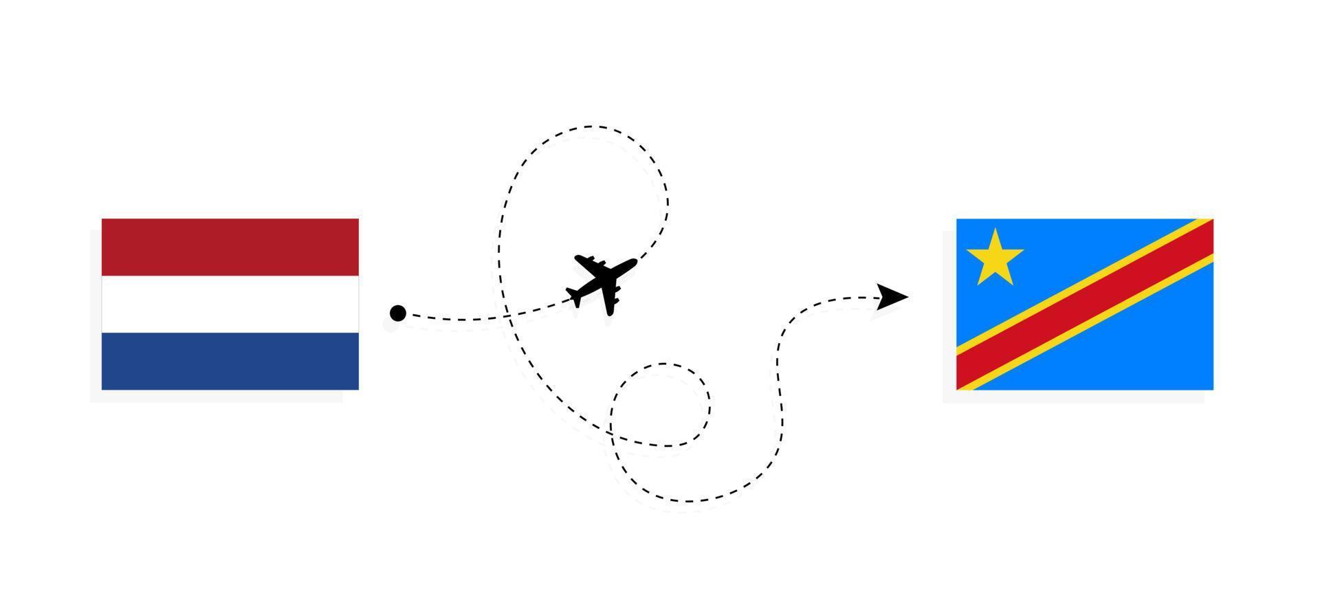 Flight and travel from Netherlands to Democratic Republic of the Congo by passenger airplane Travel concept vector
